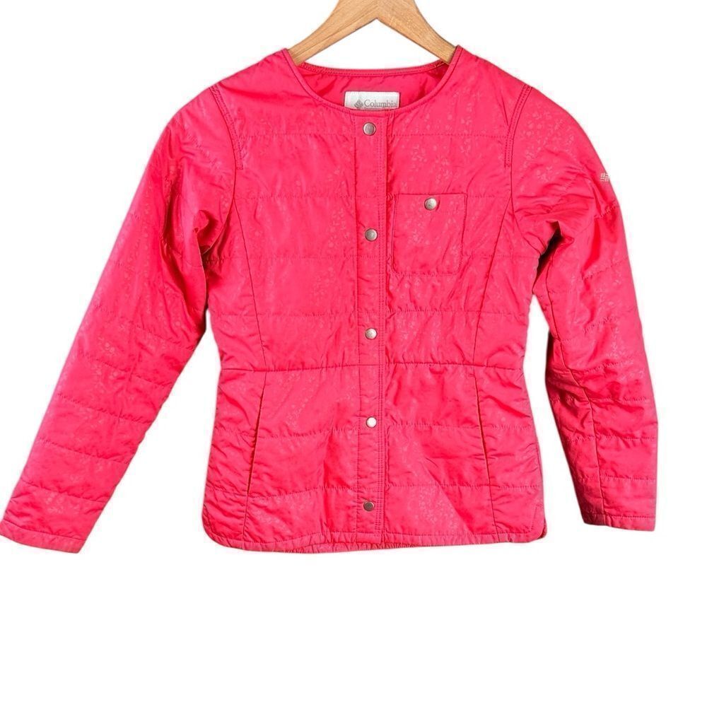 Columbia Pinkish Red Leaf Pattern Fall Jacket